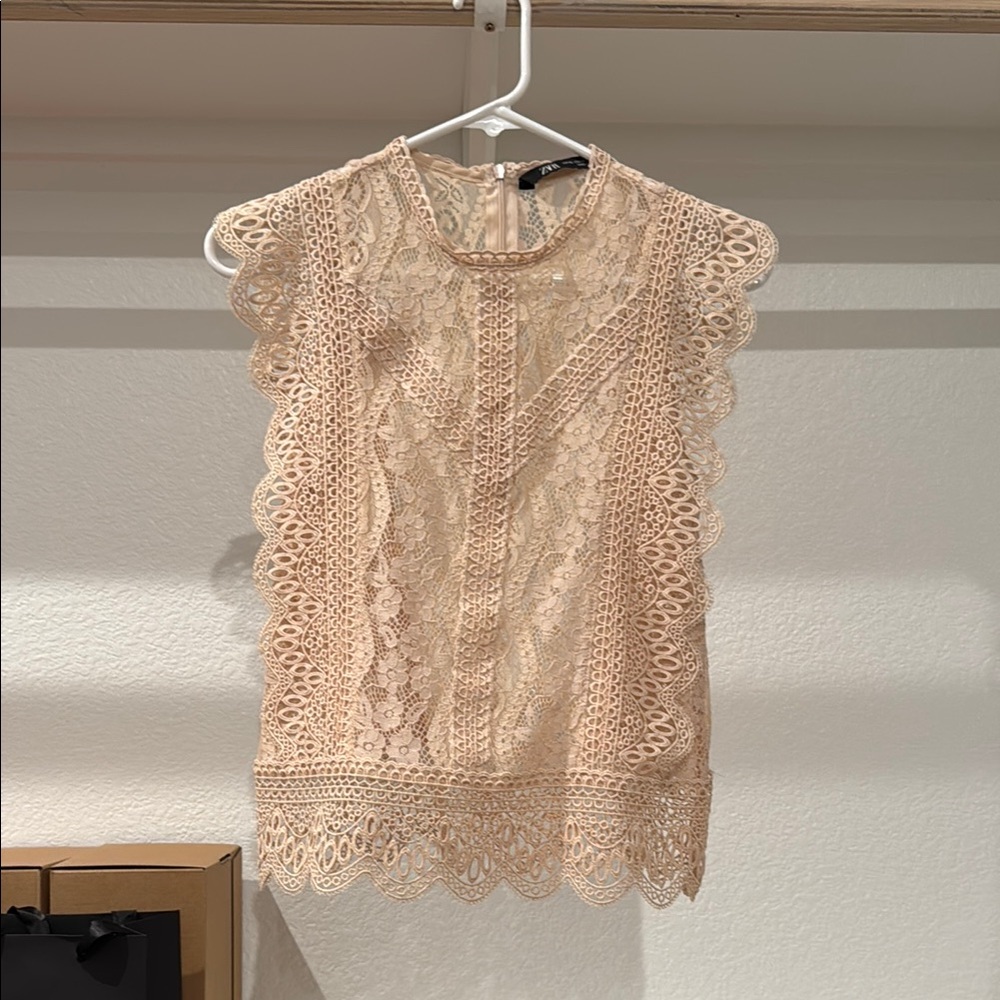 Zara Lace Blouse - Tan